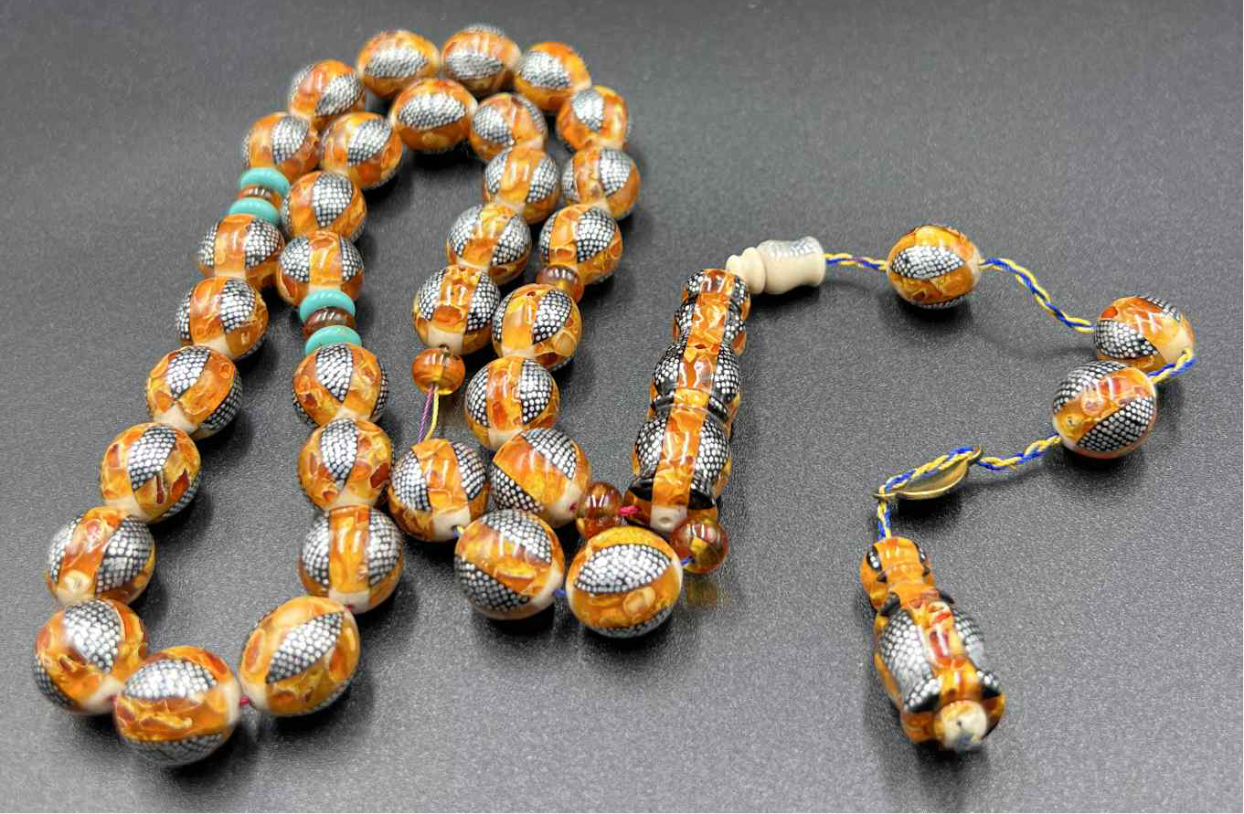 مسباح تراكيب يسر مع كهرمان مع فقمه وتطعيم فضه Combination rosary yusr with Amber and silver