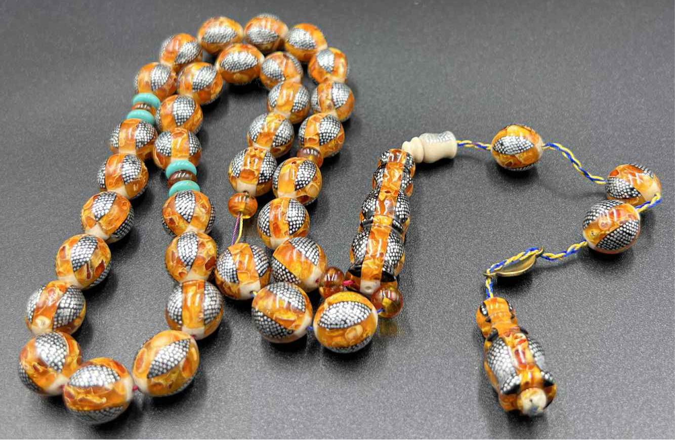 مسباح تراكيب يسر مع كهرمان مع فقمه وتطعيم فضه Combination rosary yusr with Amber and silver