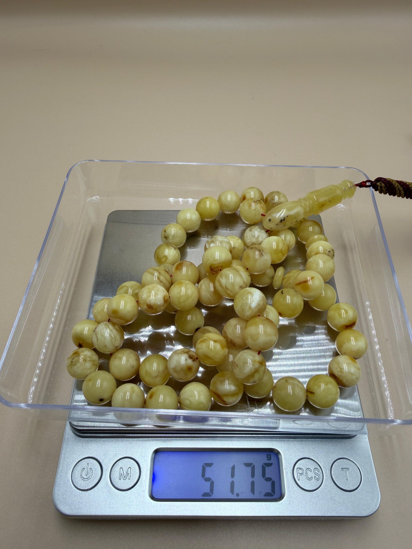 مسباح كهرمان بلطيقي حر شوائب قليلة Baltic Amber Misbaha (Natural) Few inclusions