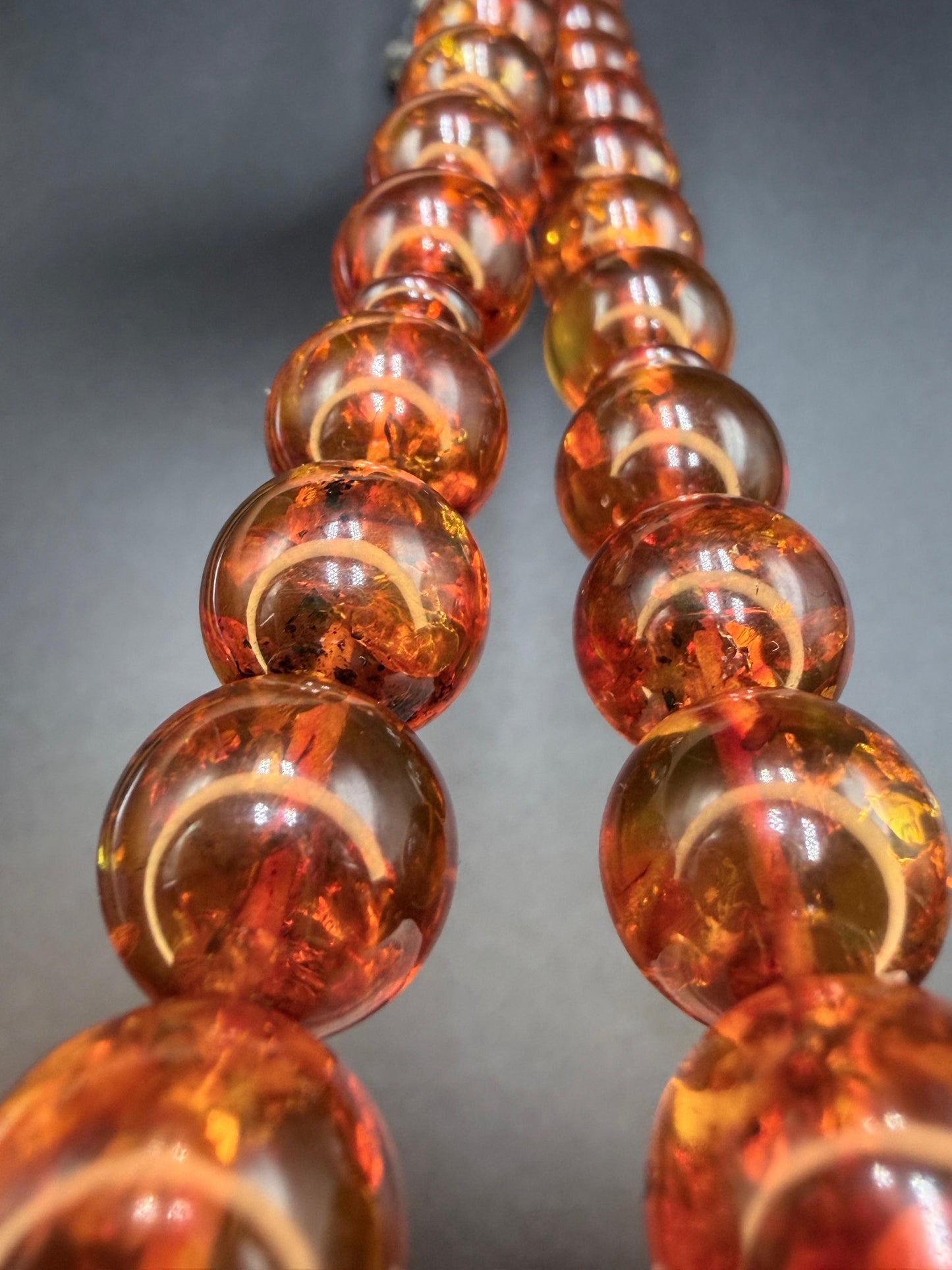 مسباح كهرمان روسي عطش مع شرابه طربزون فضه Russian Amber (Thirst/Atsh) Misbaha, عيار ١٠٠٠