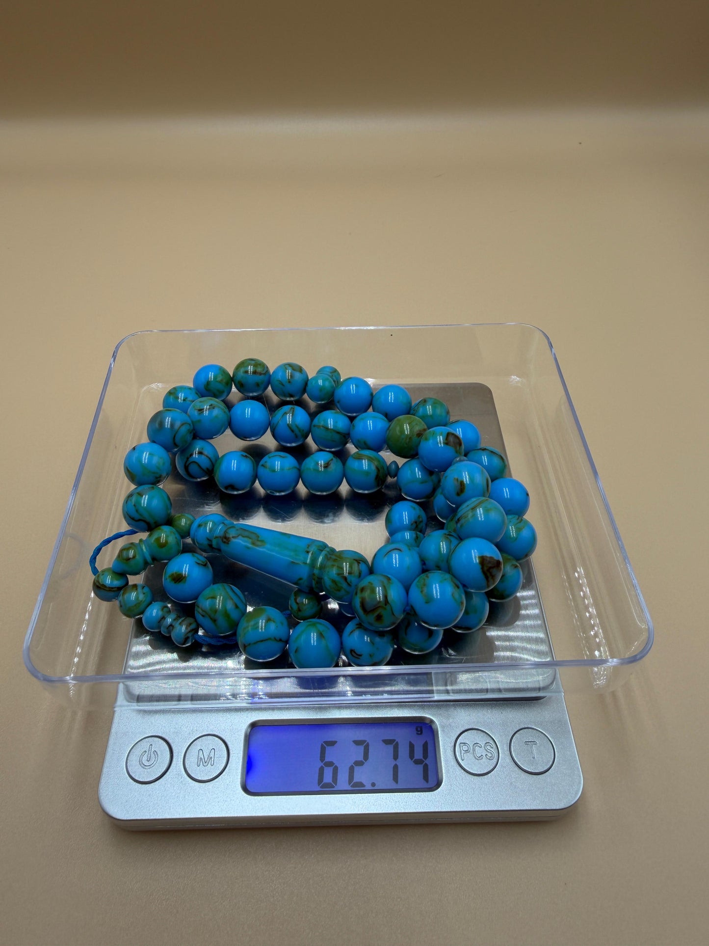 مسباح سندلوس، بخراطة مميّزة، الخام عصيان.Sandalwood Misbah with Distinctive Carving, Raw Rod Material.