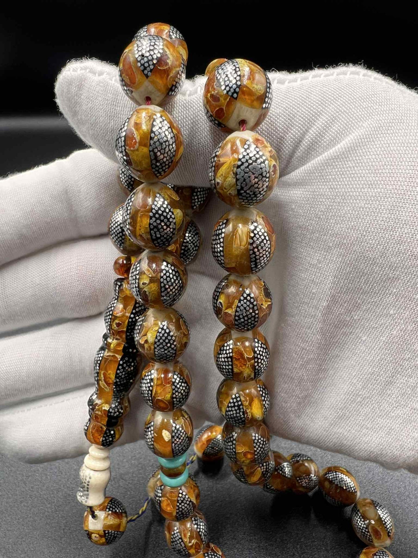 مسباح تراكيب يسر مع كهرمان مع فقمه وتطعيم فضه Combination rosary yusr with Amber and silver