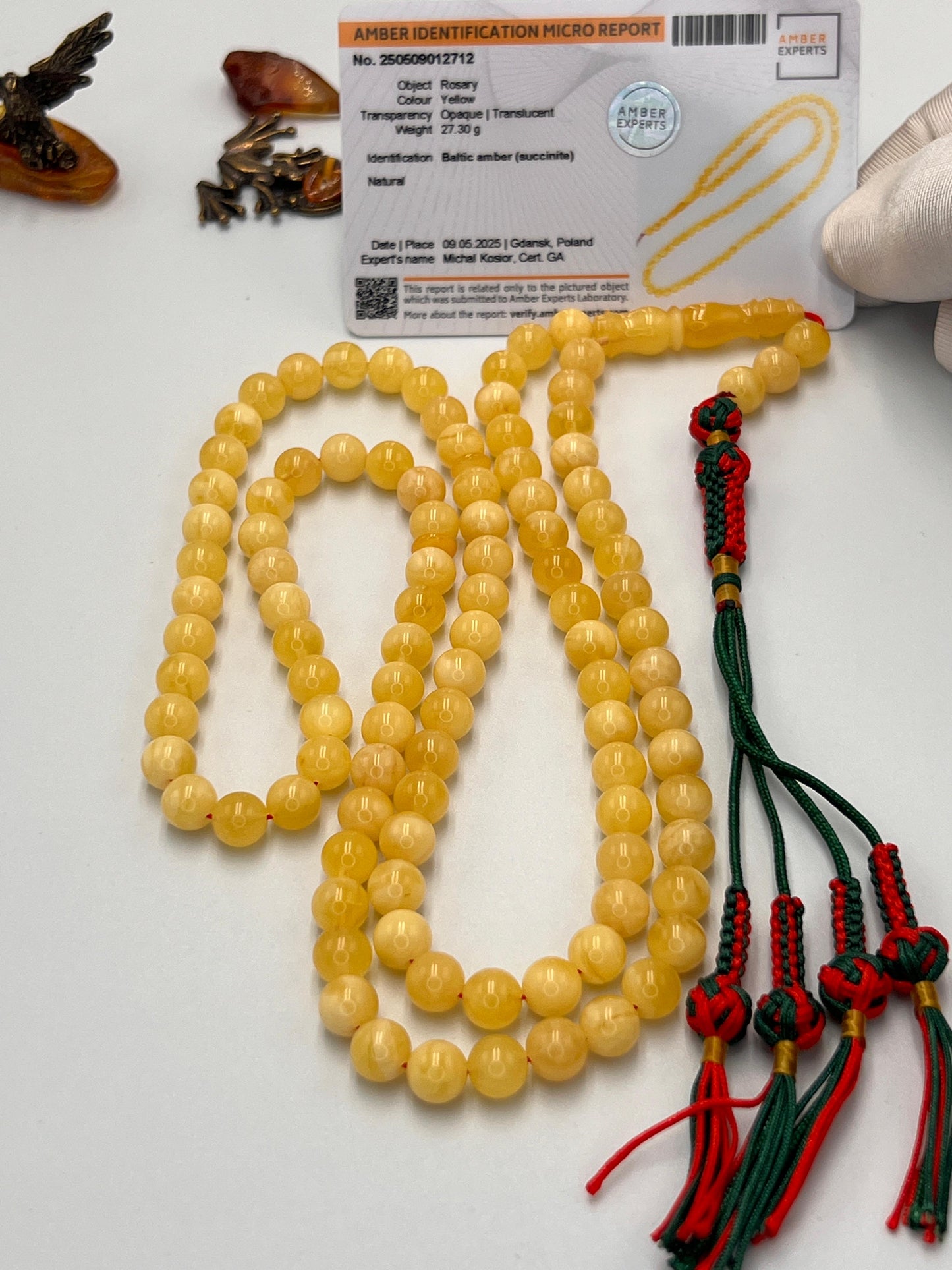 مسباح كهرمان بلطيقي مع شهاده Baltic amber rosary with certificate