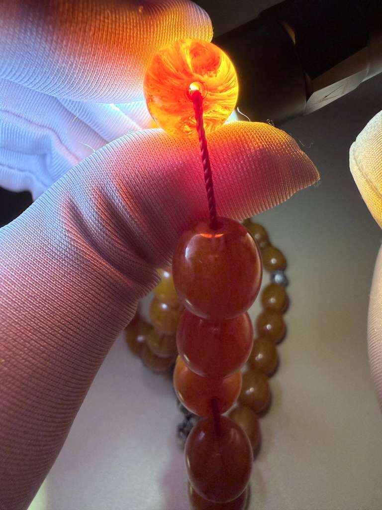 مسباح سندلوس مسكي خام عصيان مع شرّابة فضة عيار ٥٠٠ Raw Musk Sandalwood Misbaha with natural stick beads, finished with a 500 silver tassel