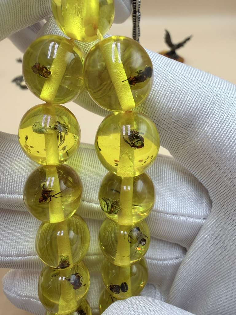 مسباح سندلوس داخله حشرات. Sandalwood Misbaha with natural insects inside.