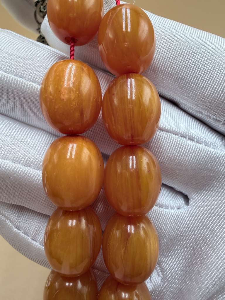 مسباح سندلوس مسكي خام عصيان مع شرّابة فضة عيار ٥٠٠ Raw Musk Sandalwood Misbaha with natural stick beads, finished with a 500 silver tassel