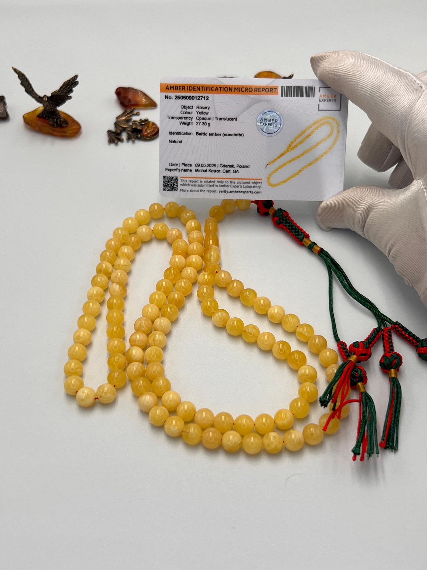مسباح كهرمان بلطيقي مع شهاده Baltic amber rosary with certificate
