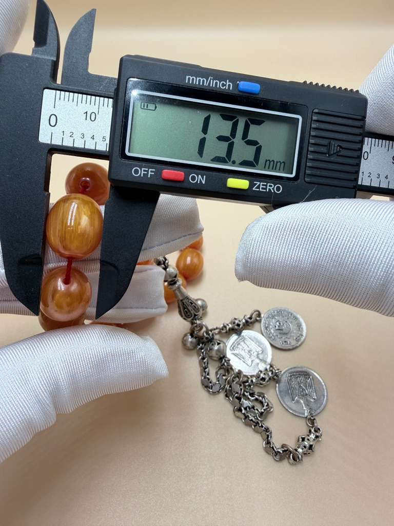 مسباح سندلوس مسكي خام عصيان مع شرّابة فضة عيار ٥٠٠ Raw Musk Sandalwood Misbaha with natural stick beads, finished with a 500 silver tassel