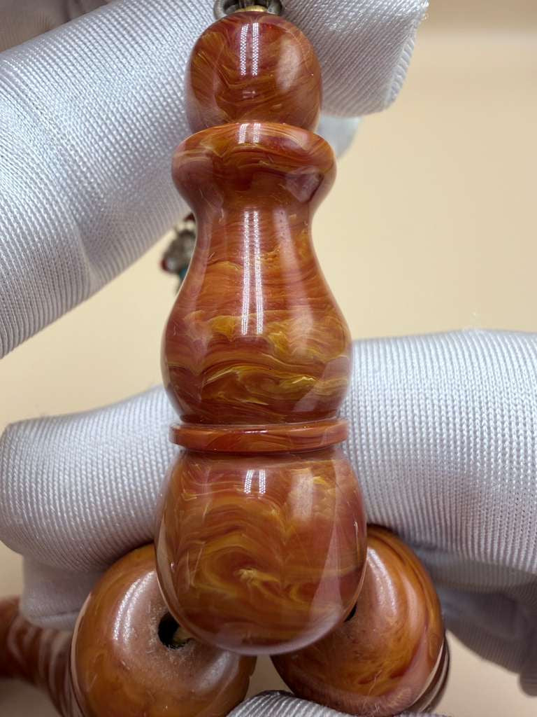مسباح مسكي أفغاني نوادر، جامبو خام قديم. Rare Afghan Musk Rosary (Misbah), Jumbo Size, Old Raw Material.