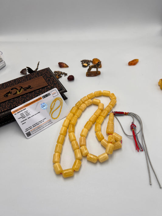 مسباح كهرمان بلطيقي حر مع شهاده Baltic amber rosary with certificate