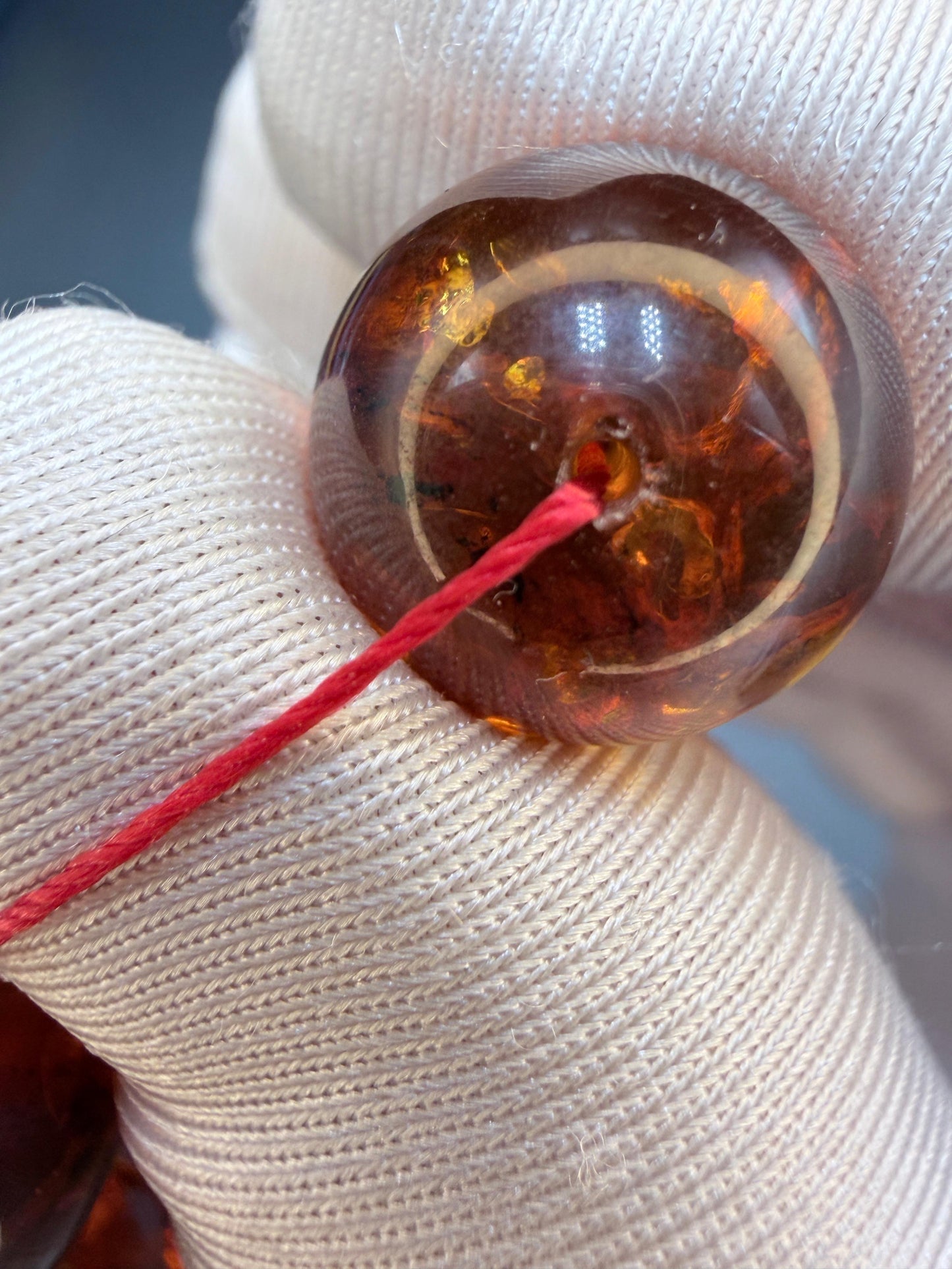 مسباح كهرمان روسي عطش مع شرابه طربزون فضه Russian Amber (Thirst/Atsh) Misbaha, عيار ١٠٠٠