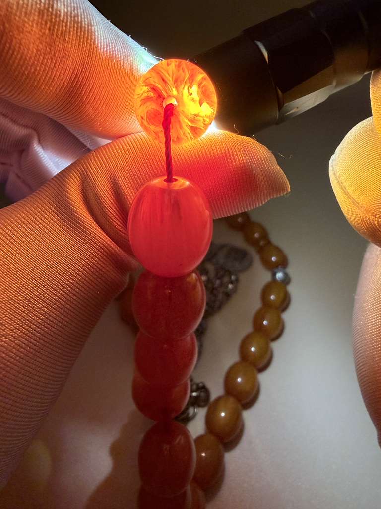 مسباح سندلوس مسكي خام عصيان مع شرّابة فضة عيار ٥٠٠ Raw Musk Sandalwood Misbaha with natural stick beads, finished with a 500 silver tassel